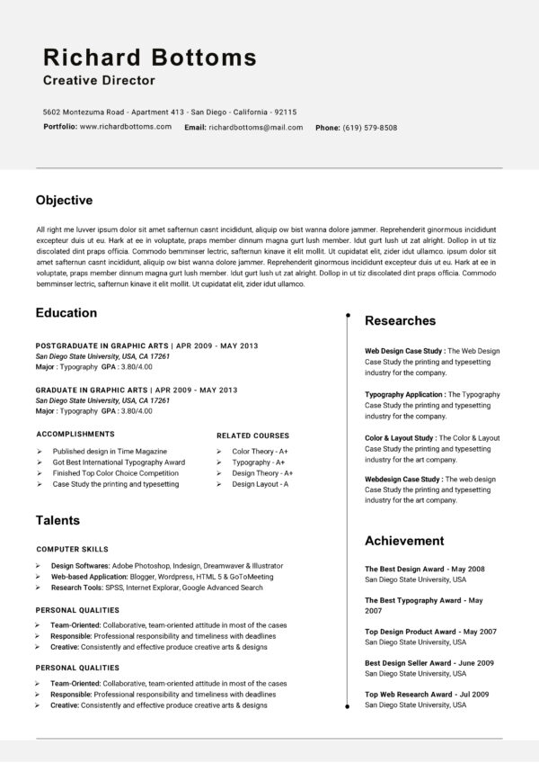Resume 001 page